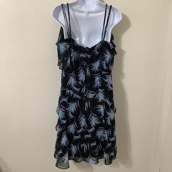 Taylor Coastal Tropical Cruise Beachy Tiered Summer Casual Ruffle Dress Sz 10 - Picture 4 of 9